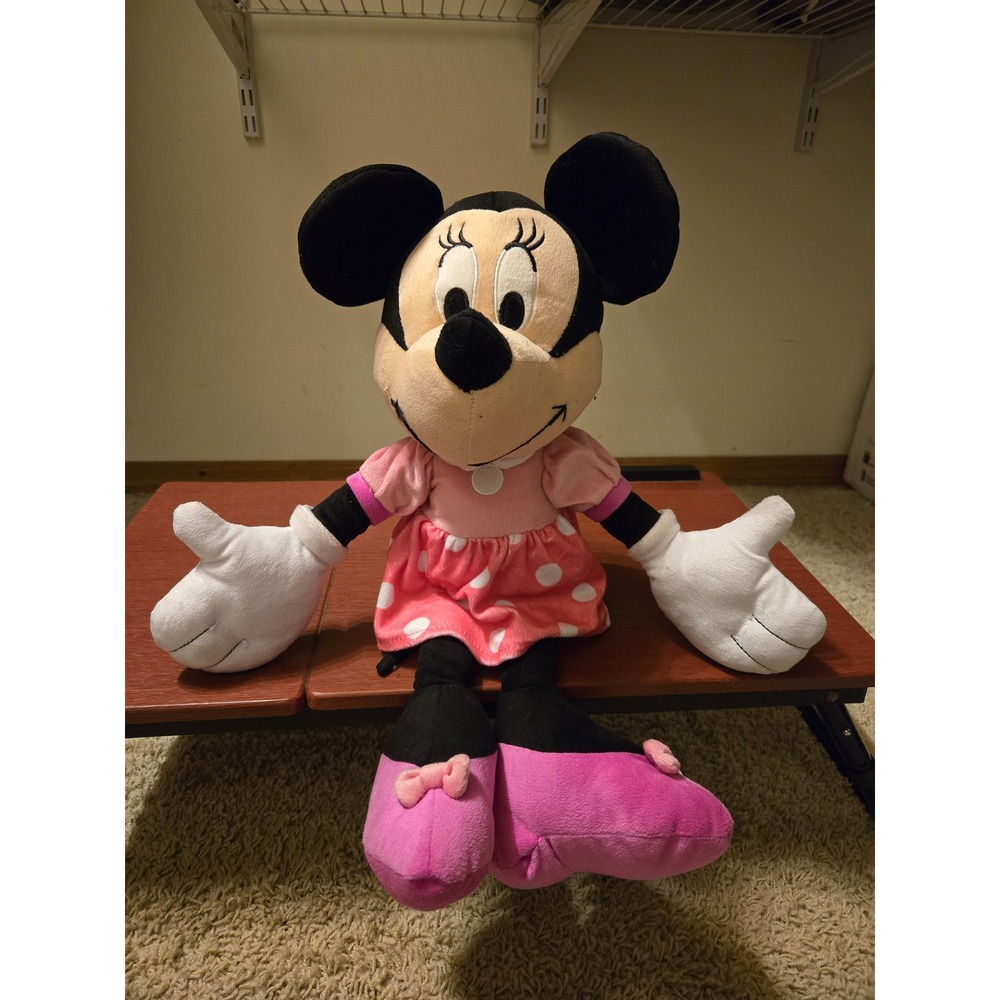 Disney Minnie Mouse Plush Pink Polka Dot Dress‎ Stuffed Animal Toy 20 Inch